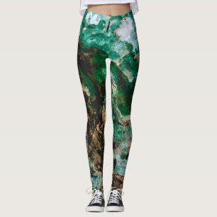 Leggings Resumen de Geode de Cristal Verde Moss Agate