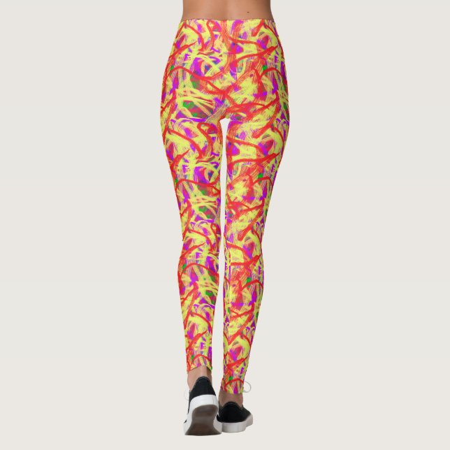 Leggings Resumen de graffitis Pintura de pincel brillante (Reverso)