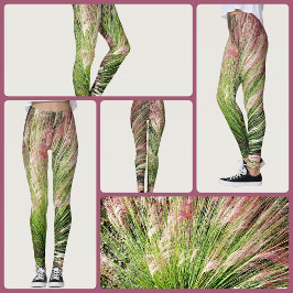 Leggings Resumen de hierba rosada y verde de Muhly inspirad