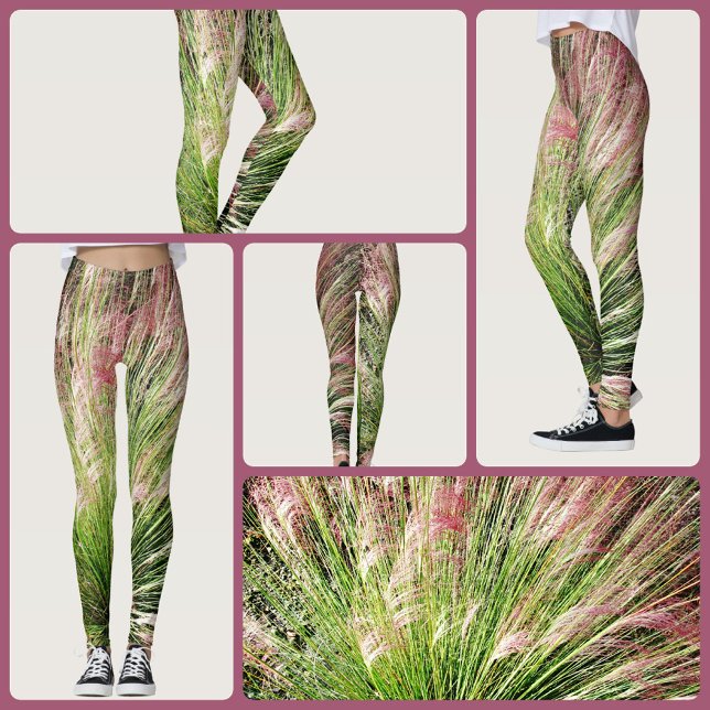 Leggings Resumen de hierba rosada y verde de Muhly inspirad (Subido por el creador)