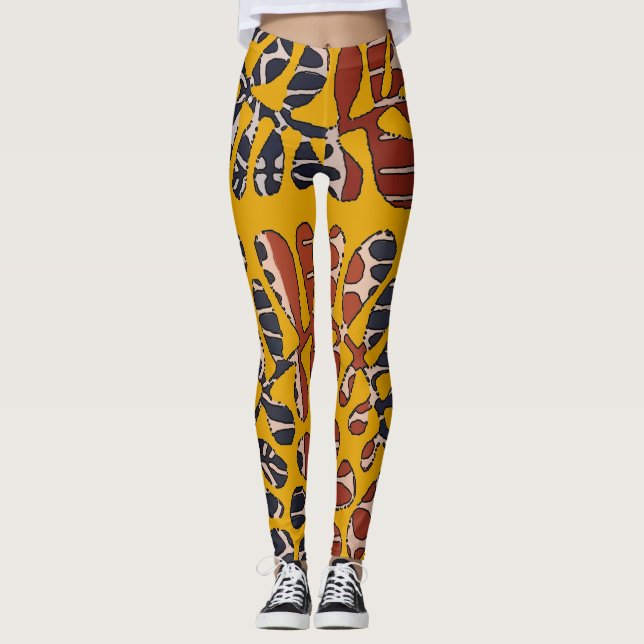 Leggings Resumen de hojas de Tan, estilo Matisse, (Anverso)