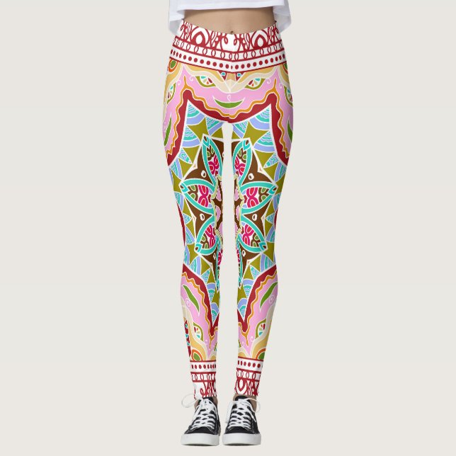 Leggings Resumen de hojas tropicales patrón diverso (Anverso)