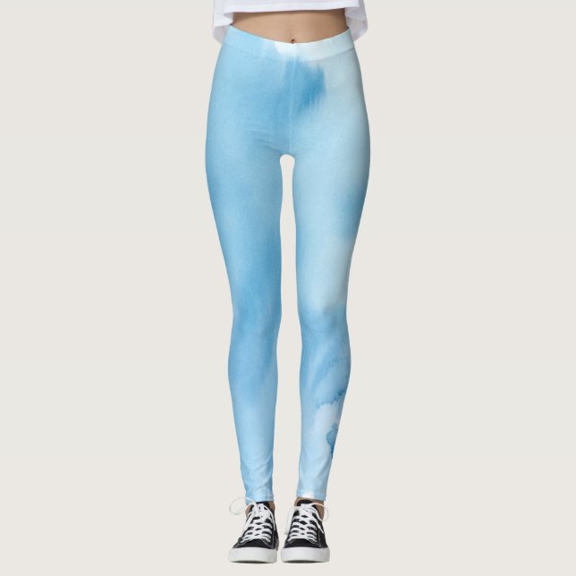 Leggings Resumen de la acuarela azul (Anverso)