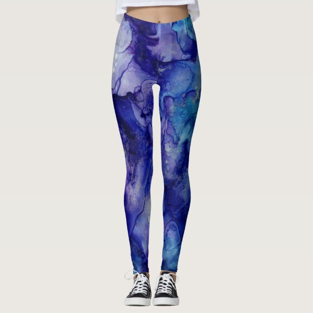 Leggings Resumen de la acuarela de Swirl Ink (Anverso)