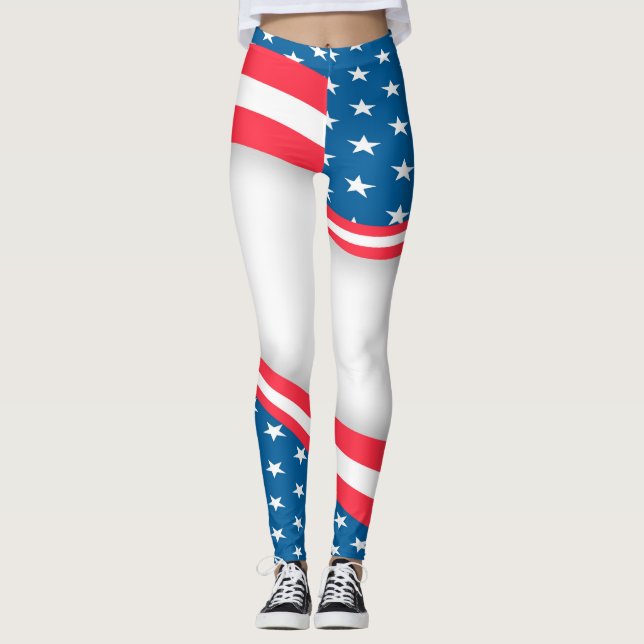 Leggings Resumen de la bandera de los Estados Unidos rojo b (Anverso)