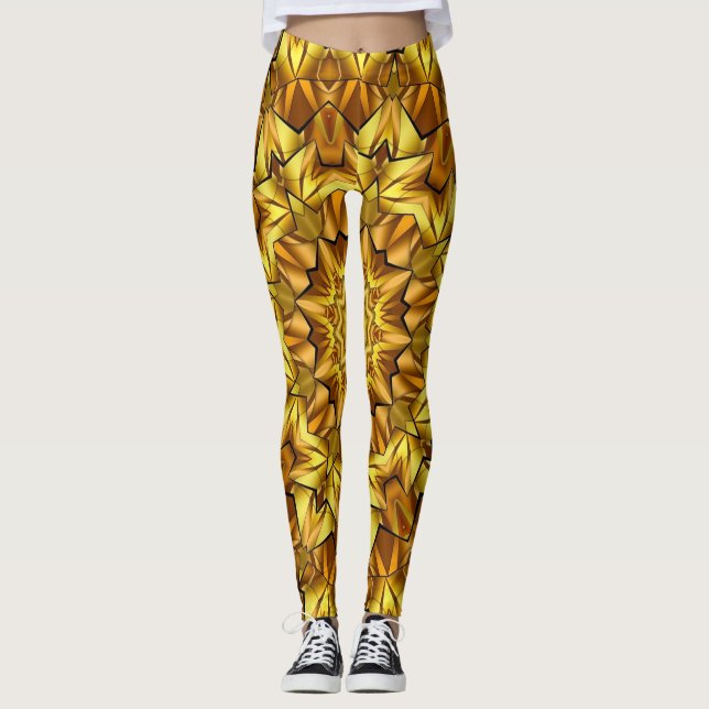 Leggings Resumen de la época de Mandala dorada Diseño-63495 (Anverso)