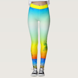 Leggings Resumen de la escena del cielo tropical tropical d
