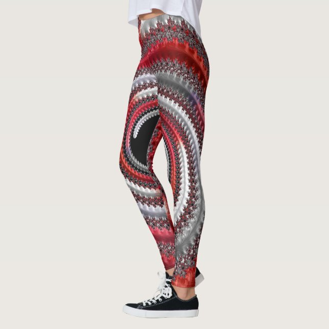 Leggings Resumen de la espiral de gradiente rojo fractal (Izquierda)