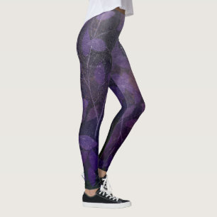 Leggings Resumen de la hoja púrpura profunda