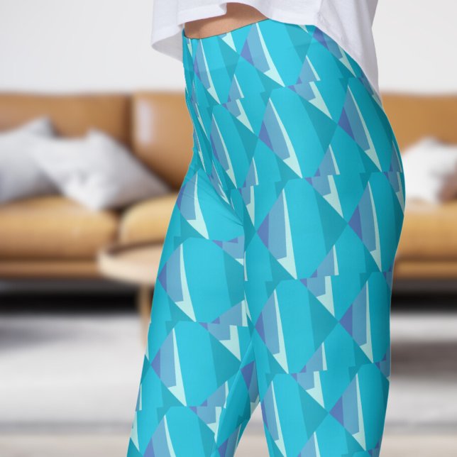 Leggings Resumen de la moda de la Funda Azul (Chic Blue Fade Abstract Leggings)