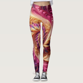 Leggings Resumen de la modernidad Swirling rosa, dorado y m