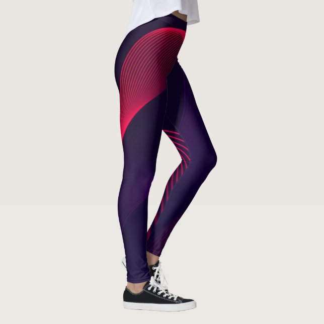 Leggings Resumen de la ola roja en morado (Derecha)