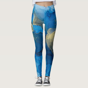 Leggings Resumen de la textura de mármol de oro azul