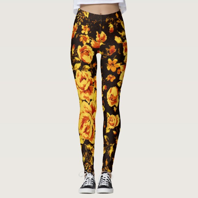 Leggings Resumen de la textura de vidrio espumoso floral (Anverso)