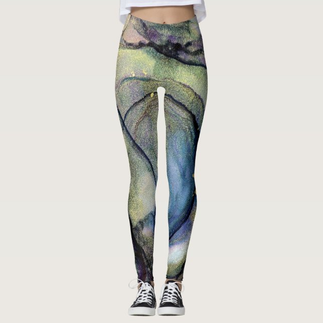 Leggings Resumen De La Tinta Alcohólica Shimmery Multicolol (Anverso)