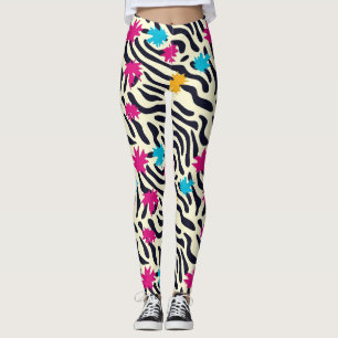 Leggings Resumen de las bandas de cebra con pinta de hoja