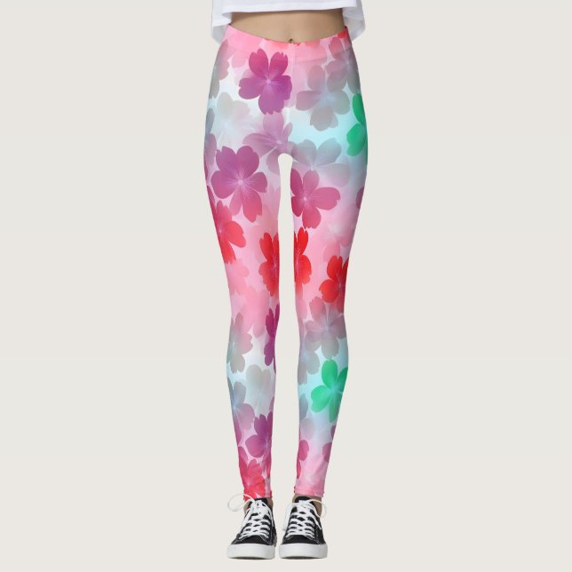 Leggings Resumen de las flores rosadas de Sakura (Anverso)