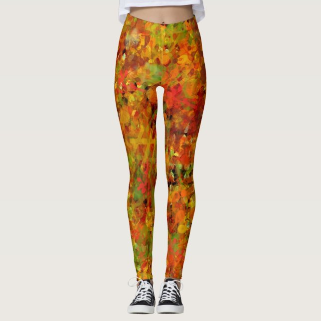 Leggings Resumen de las hojas de otoño (Anverso)