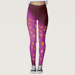 Leggings Resumen de las hojas de otoño a la luz de la luna 