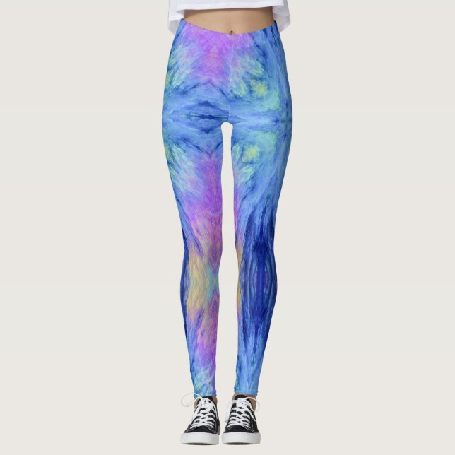 Leggings Resumen de las leggmbres violeta azul rosado para  (Anverso)