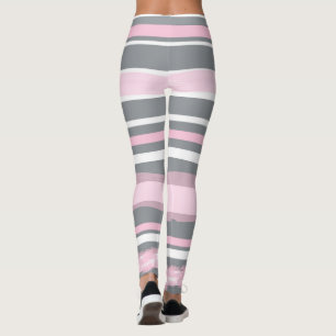 Leggings Resumen de las líneas blancas grisáceas rosadas de