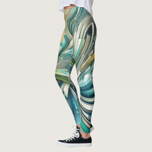 Leggings Resumen de las mujeres de Swirl Fluid (Izquierda)
