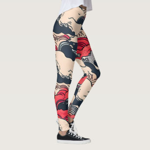 Leggings Resumen de las olas de los océanos vintage Arte de