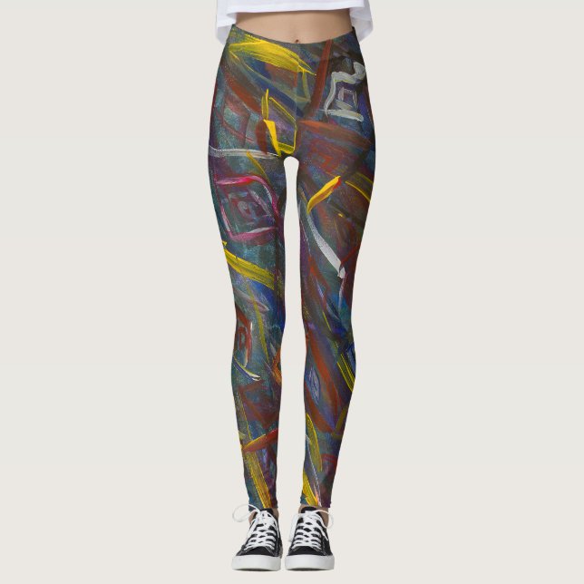 Leggings Resumen de las piernas coloridas "cuadradas" (Anverso)