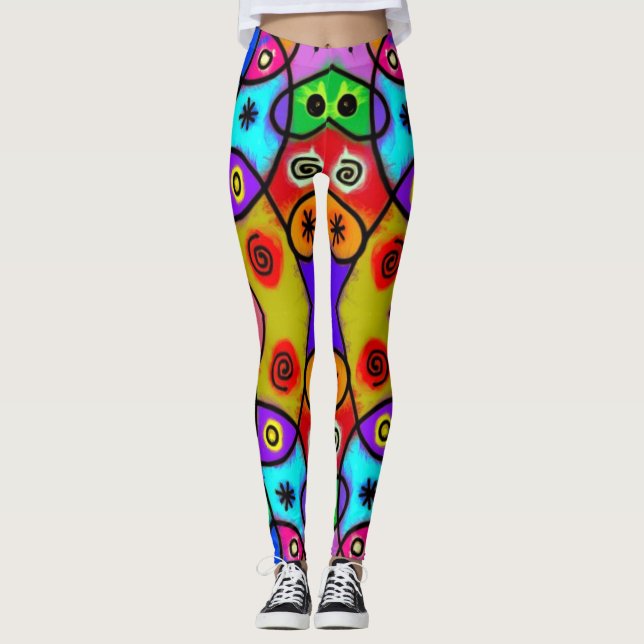 Leggings Resumen de las piernas coloridas divertidas (Anverso)
