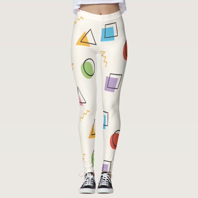 Leggings Resumen de las piernas del patrón Memphis (Anverso)
