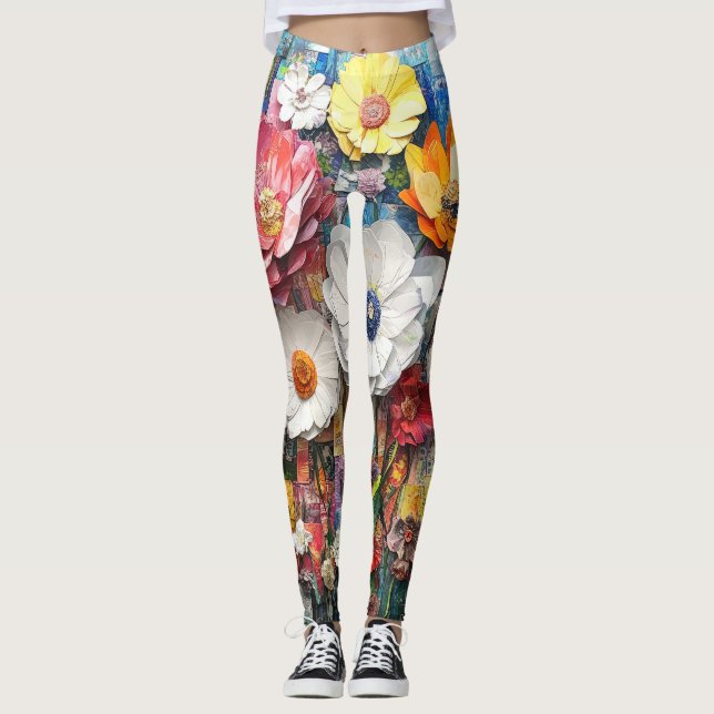Leggings Resumen de las piernas florales (Anverso)
