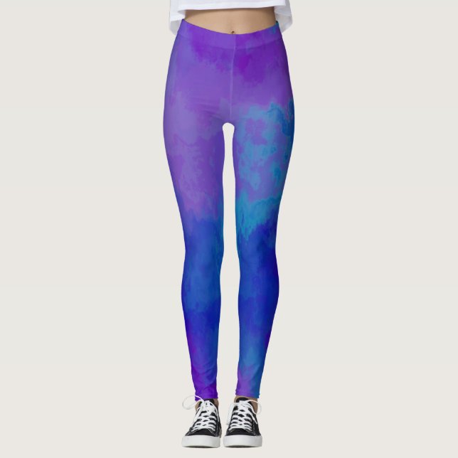 Leggings Resumen de las piernas moradas y azules (Anverso)