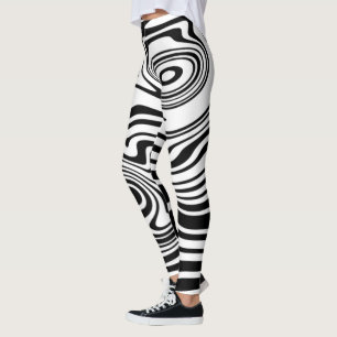 Leggings Resumen de líneas blancas y negras retorcidas 2