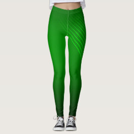 Leggings Resumen de líneas geométricas en verde profundo
