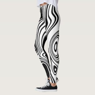 Leggings Resumen de líneas negras y blancas retorcidas 7