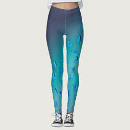 Leggings Resumen de luna verde y mariposas