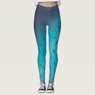 Leggings Resumen de luna verde y mariposas