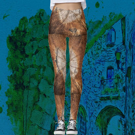 Leggings Resumen de madera marrón Art Moderno Fiesta de Mod
