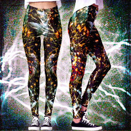 Leggings Resumen de manchas blancas Naranjas sobre galaxia 