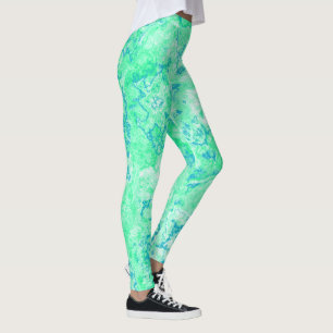 Leggings resumen de marble verde y azul