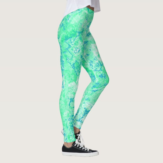 Leggings resumen de marble verde y azul (Derecha)