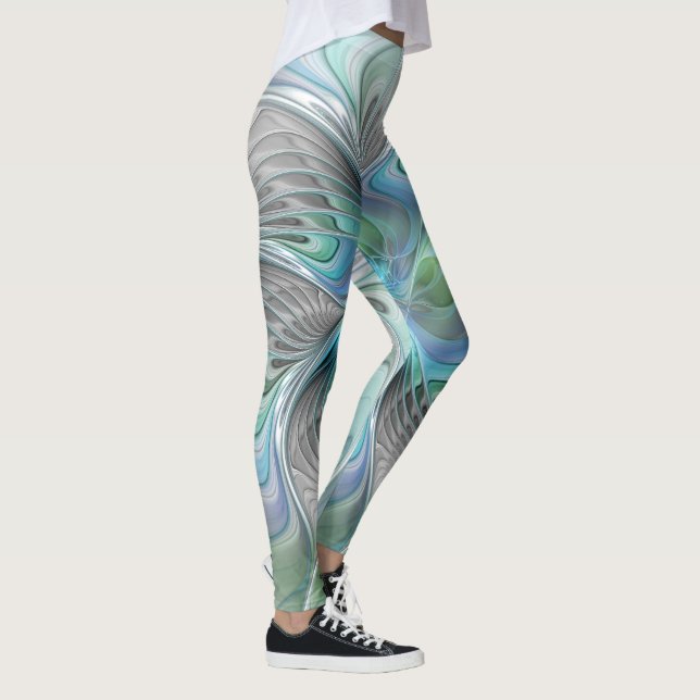 Leggings Resumen de mariposa azul verde azul Fantasía arte  (Derecha)