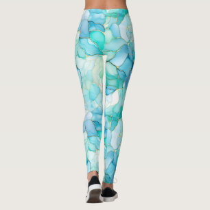 Leggings Resumen de mármol azul de Aqua