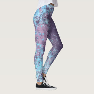 Leggings Resumen de mármol azul, rosa y púrpura