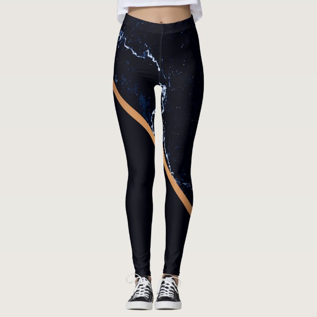 Leggings Resumen de mármol oscuro (Anverso)