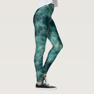 Leggings Resumen de mármol verde azulado