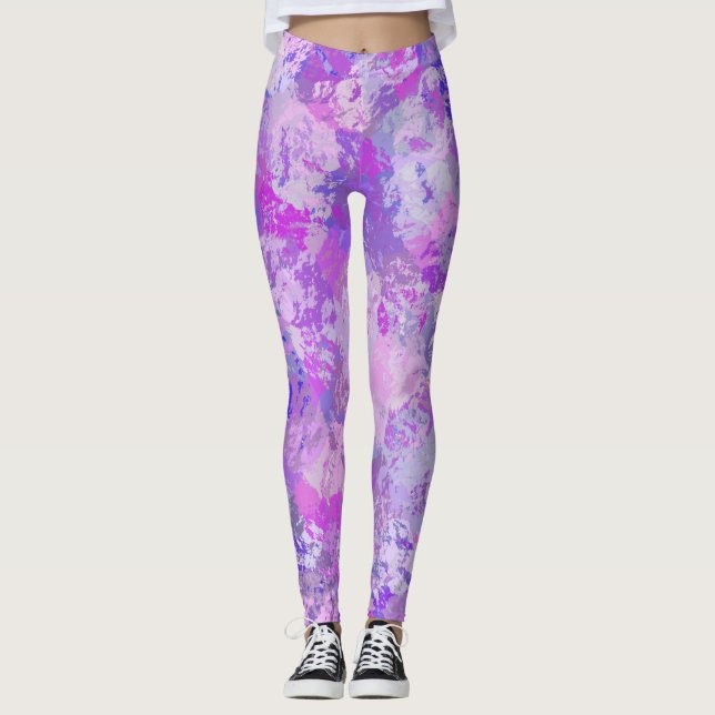 Leggings Resumen de moda Camo Pink Purple Blue (Anverso)