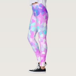 Leggings Resumen de mosaico azul púrpura rosa pastel verde