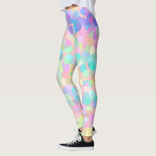 Leggings Resumen de mosaico del Pastel verde rosa amarillo