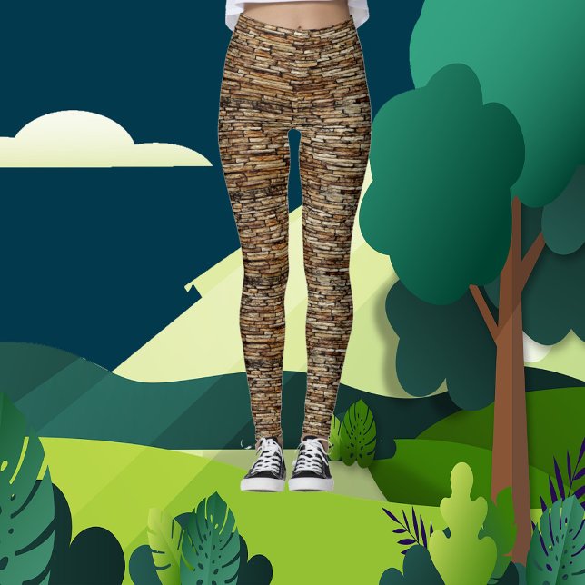 Leggings Resumen de mosaico marrón Art Moderno Fiesta de Mo (Brown Tile Abstract Art Modern Chic Party | Casual Leggings)